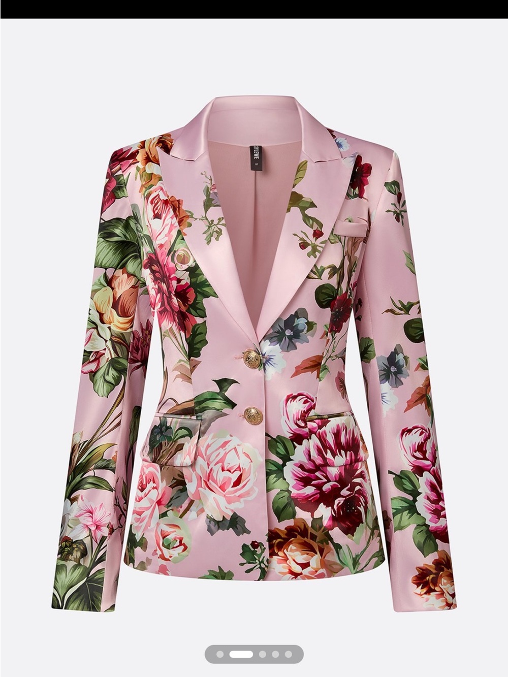 STYLEWE Pink Floral Satin Blazer with Gold Button - Picture 3 of 3